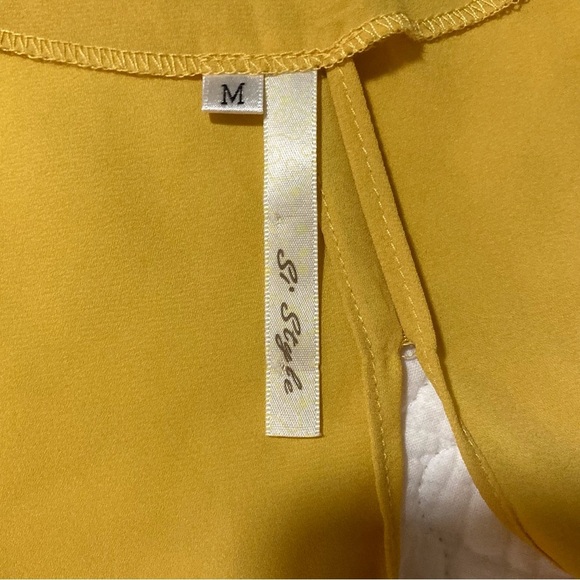 Si Style Brand Chiffon Mustard Jacket with Champagne Sequin Collar | Size M - Picture 5 of 11